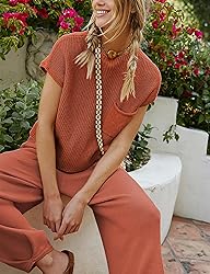 Himosyber Women's Solid Sleeveless Vest Mock Neck