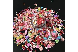50g/Pack - Lovely Colorful Christmas Candy Heart Shaped Polymer Clay Slices Sprinkles For Crafts Resin Tumblers Slime Nail Ar