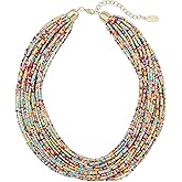 Bocar Multi Layer Chunky Bib Statement Seed Beads Cluster Collar Necklace for Women Gift (NK-10351)
