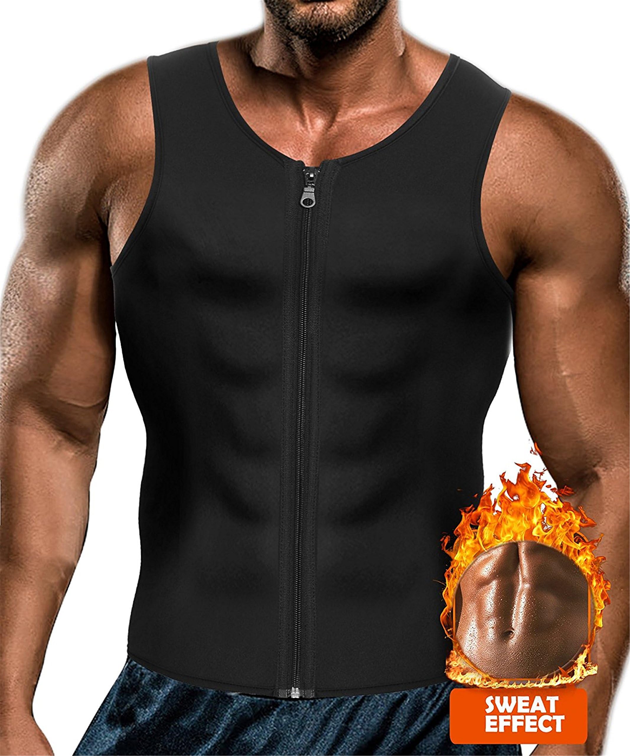 Chumian Men Sauna Sweat Vest Weight Loss Waist Trainer Neoprene Tank Top Body Shaper Slimming Shirt Workout Suit