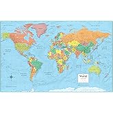 Swiftmaps 32" x 50" RMC Large World Wall Map Poster - Laminated Rolled (32x50 Signature World)