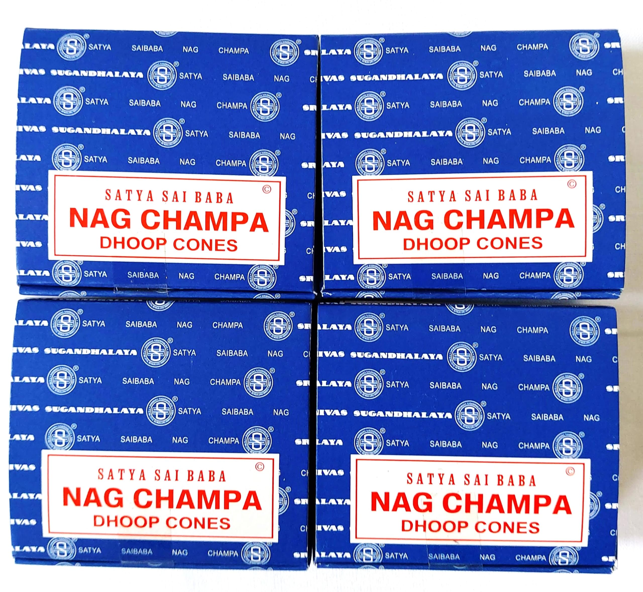Satya Nag Champa Incense Cones, Agarbatti Scent, 4 Packs of 12 Cones in each pack (4, Nag Champa)