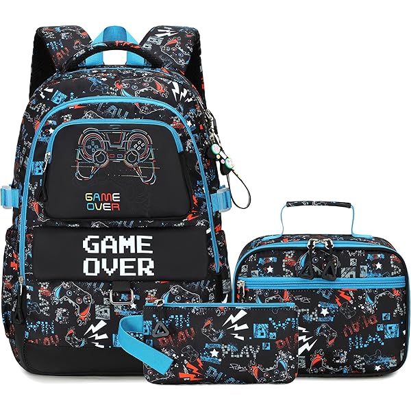 Vanideaoty Police Car Kids Backpack Set - 3 Piece Schoolbag With Lunch Box & Pencil Case, Back To School Gift