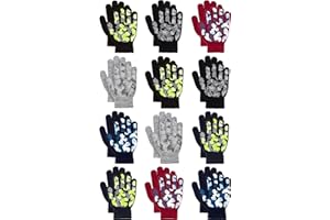 Remifa 12 Pairs Kids Winter Gloves, Christmas Gifts for kids Children Warm Magic Knit Gloves for Boys Girls
