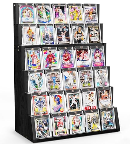 Card Stand 5-Tier Wooden - Trading Card Showcase For Sports, Gaming & Collectible Cards Card Display Stand Card Stand 5-Tier Wooden - Trading Card Showcase For Sports, Gaming & Collectible Cards Card Display Stand