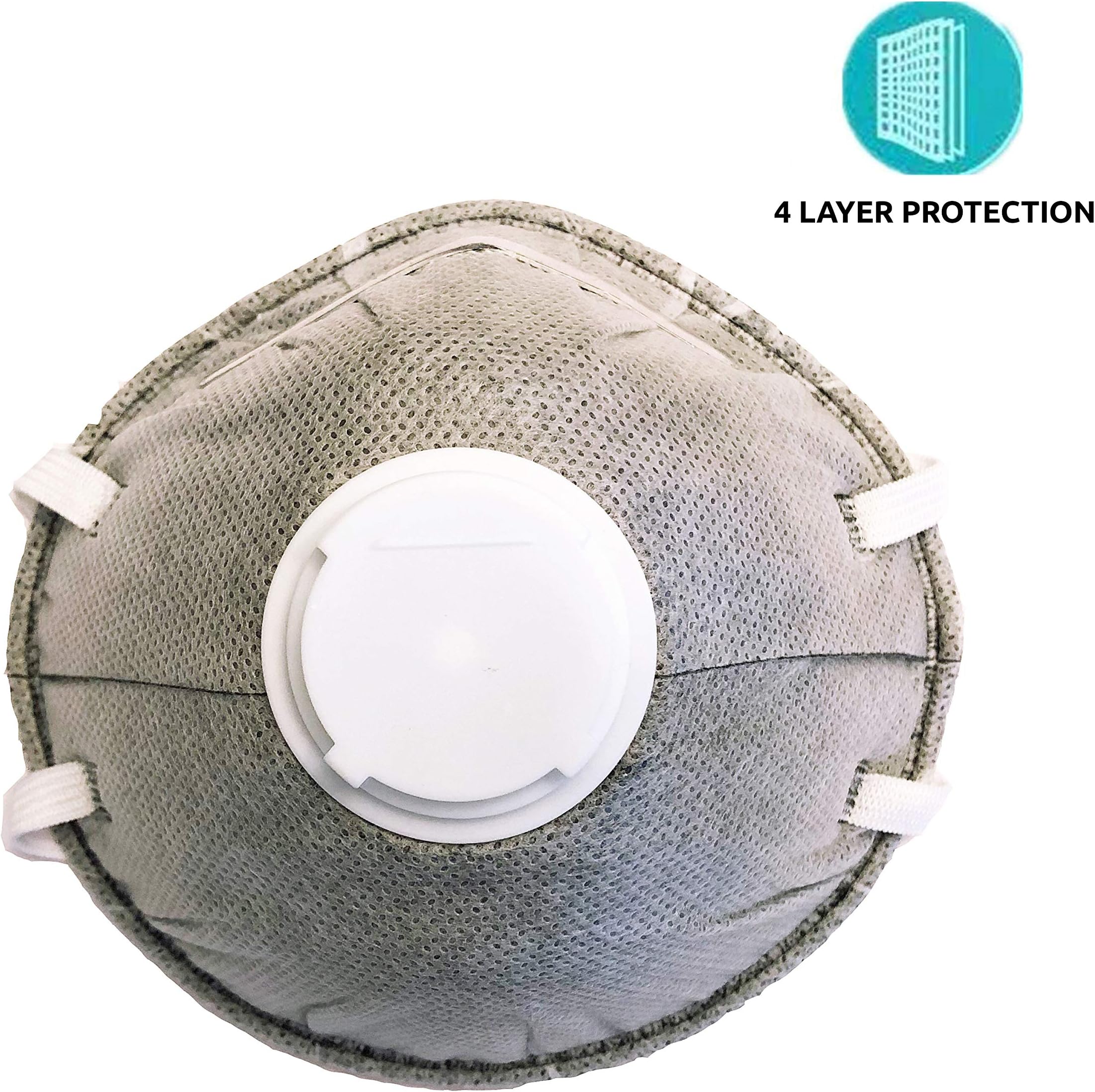4-Layer N95 Particulate Respirator with Active Carbon, Smoke, Dust, Grinding, Sanding, Sawing, Sweeping, Work Mask, Dual Straps with Adjustable Nose Wire