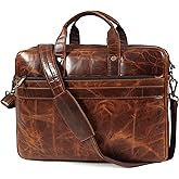 Leder Luxus Mens Laptop Bag 16 Inch Waterproof Vintage Leather Shoulder Office Crossbody Bag With Ajustable Straps Metal Grip