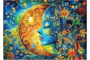 MINIWAN Moon Puzzles for Adults 1000 Pieces Blue Girl Face Art Flowers Puzzle for Adults Jigsaw Puzzles 1000 Pieces with Letters on Back Hard Impossible Difficult challenging Family Puzzle (27.5"x19.6")