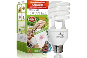 MCLANZOO UVA UVB Light Reptile Bulb 10.0 26W Desert Reptile UVB Light Bulb for Bearded Dragon, Lizard, Tortoise, Snake, Gecko,Compact Fluorescent Terrarium Lamp with UV Tester Card