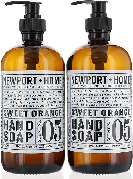 2 Bottles Newport Home Hand Soap Sweet Orange 16 Oz 473ml Infused W Coconut Oil Essential Oil By Home And Body Co Amazon Ca Beauty