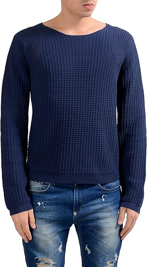 Amazon Malo メンズ ブルー ヘビーニット ボートネック セーター Us M It 50 セーター 通販