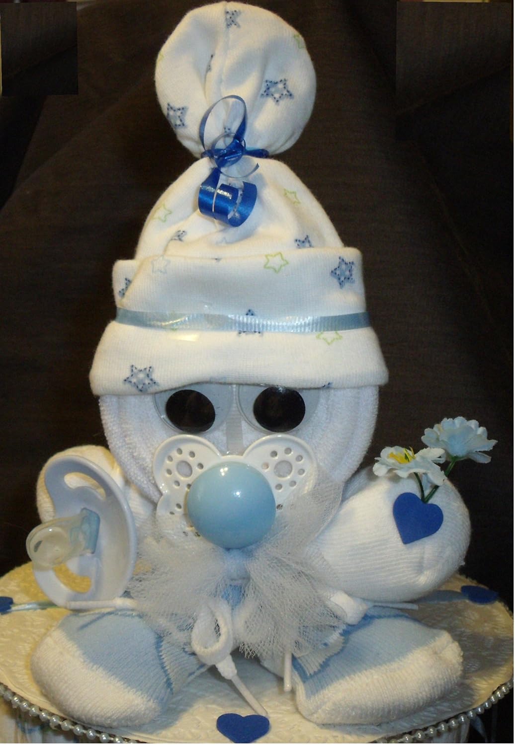 Amazon Com Blue Sock Baby Shower Gift Centerpiece Diaper Cake