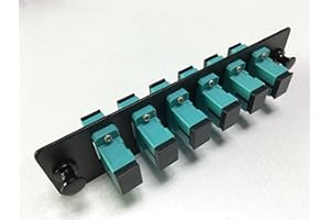 RiteAV LGX Footprint Fiber Optic Cable SC Adapter Patch Panel 6 Ports Loaded w/6 SC OM3 10Gig Simplex Adapters Black