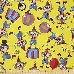 Lunarable Circus Fabric by The Yard, Clown Pattern