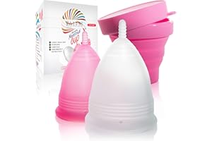 TALISI WHEN YOUR DREAMS COME TRUE Talisi Menstrual Cups Set of 2 with Collapsible Cleaner Silicone Sterilizer - Soft Reusable Period Kit - Tampon Pads Disc Alternative - Menstruation Feminine Cup Regular, Heavy Flow (Small & Large)