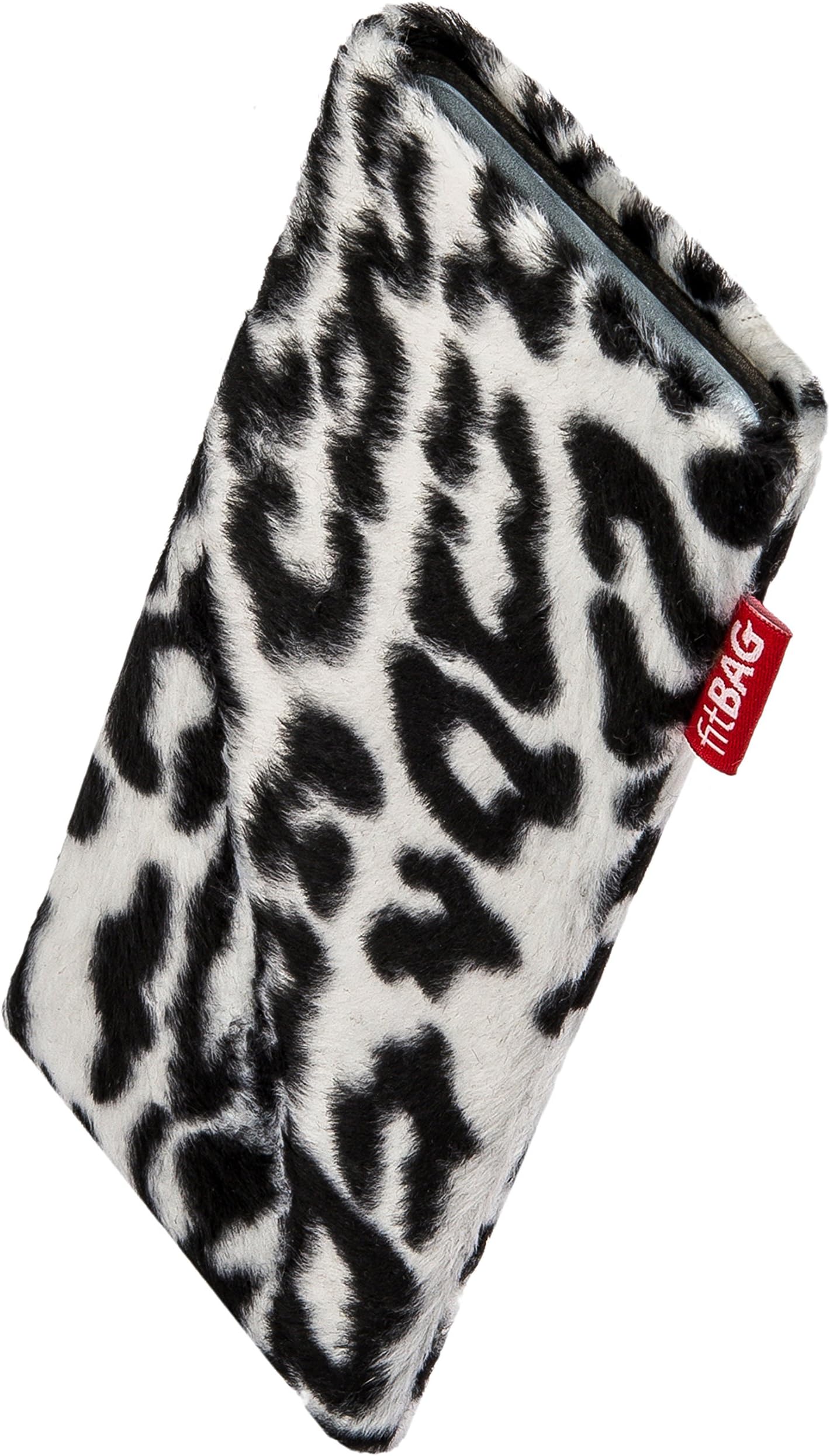 fitBAG Bonga Snow Leopard custom tailored sleeve for HTC Desire 10 Lifestyle Dual Sim | Made in Germany | Fine imitation fur pouch case cover with MicroFibre lining for display cleaning