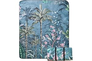 HYSEAS Picnic Outdoor Blanket, Waterproof Foldable 60"x79" with Carry Strap Blanket, 3-Layer Outdoor Picnic Mat for Beach, Camping, Grass Lawn Park, Ideal Couples Gift, Green Trees