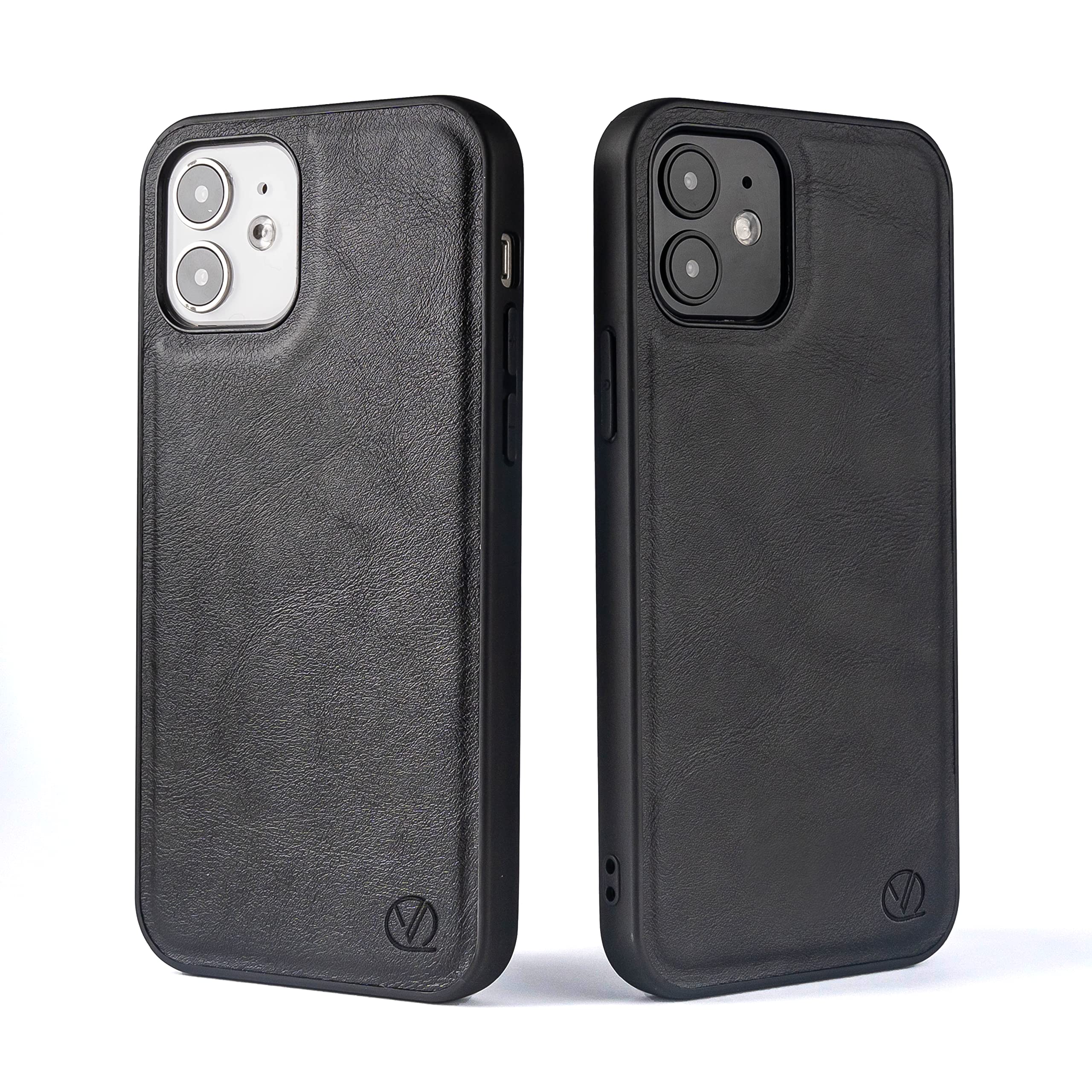 Quve - Pu Leather Black iPhone X/XS case - Slim fit, shock absorbing phone cover with TPU edges