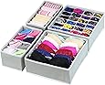 SimpleHouseware Closet Underwear Organizer Drawer Divider 4 Set, Gray