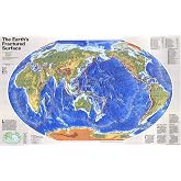 National Geographic: Earths Fractured Surface - World Tectonic Plates Wall Map - Pacific Centered - 36.25 x 22.25 inches - Laminated