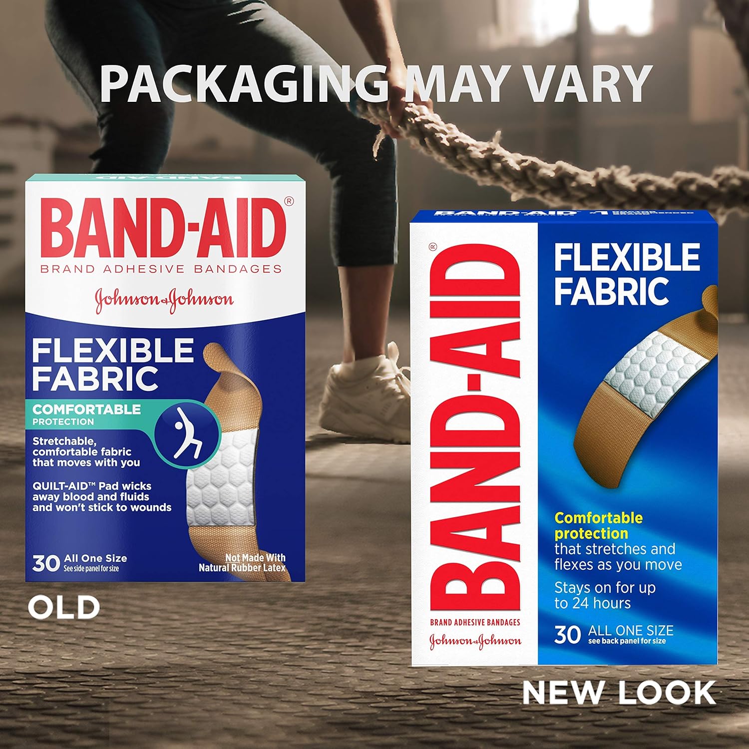 Johnson & Johnson Band-Aid Brand Flexible Fabric Adhesive Bandages for Wound Care and First Aid, All One Size, 100 Count, Tan: Health & Personal Care