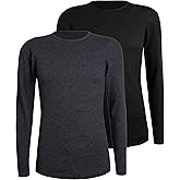 Comfneat Men's 2-Pack Thermal Long Sleeve Undershirt Waffle Knit Soft Comfy Crew Neck Underwear Top Shirts for Men