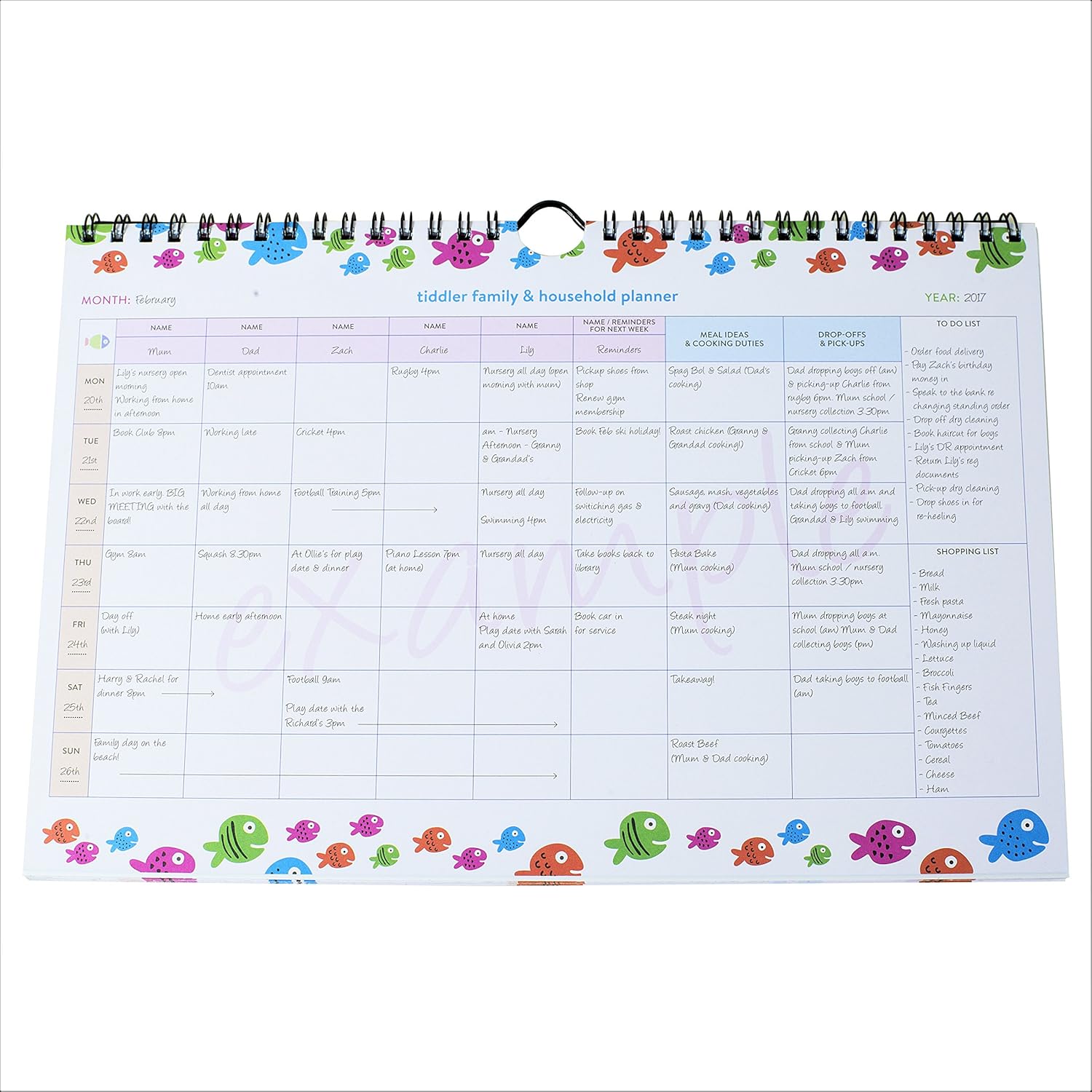 tiddler Family & Household Planner, Friendly Fish, A4 - Image 5