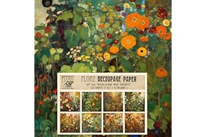 FLONZ Decoupage Paper Pack (24 Sheets 6"x6") Wildflower Wild Thicket # Vintage Styled Pattern Paper for Decoupage, Craft and Scrapbooking