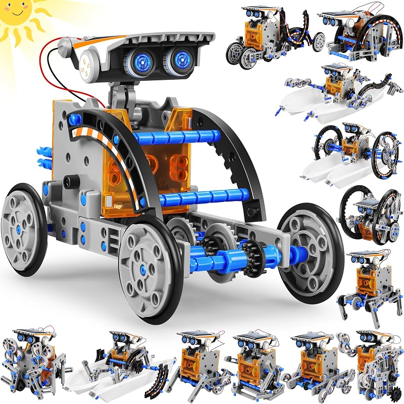 SIMPIM 13-in-1 Solar Power Robots STEM Kit Blue Educational Toy