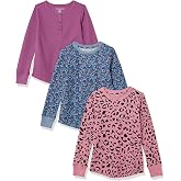 Amazon Essentials Girls and Toddlers' Long-Sleeve Knit Thermal T-Shirts, Pack of 3