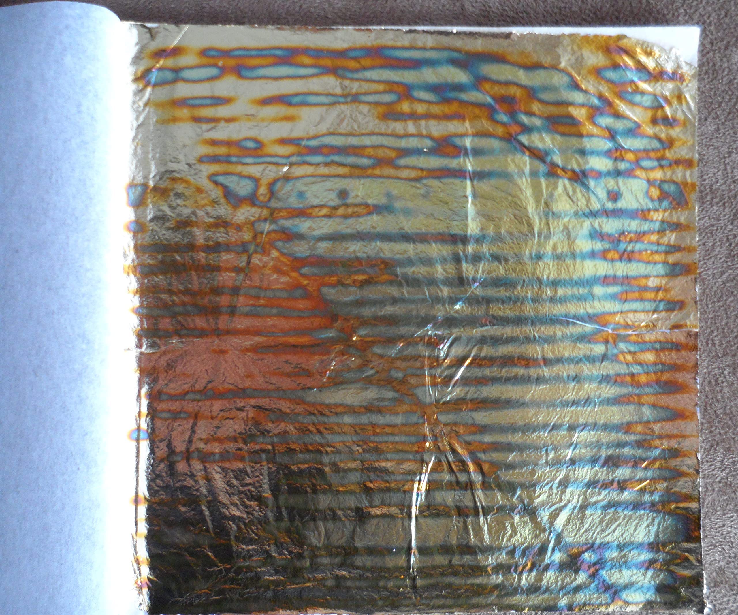 Variegated Gold Foil Leaf 50 Sheets Booklet Colorful Imitation Gold Leaf Gilding Craft Decoration Art (Sunset Gold)
