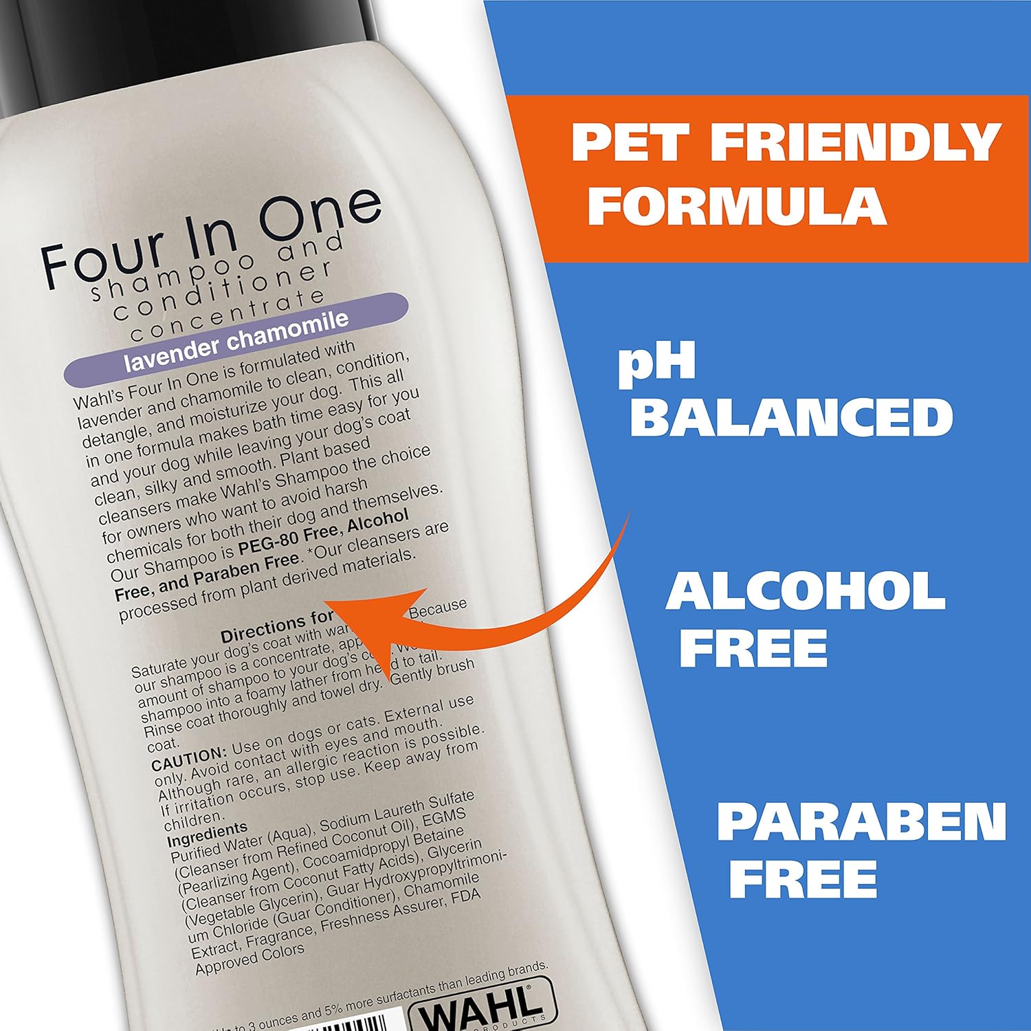Pet Shampoos Plus Conditioners : Wahl 4-In-1 Calming Pet Shampoo – Cleans, Conditions, Detangles & Moisturizes with Lavender Chamomile & 100% Natural Ingredients - 24 oz (820000A)