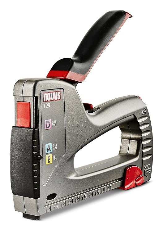 Novus Handtacker J-29, Profi-Tacker mit Metall-Gehäuse, Unterlademechanik, Distanzanschlag, Schlagkraftregulierung
