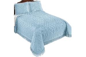 Collections Etc Soft & Luxurious Diamond Pattern Bella Chenille Bedspread - Bedroom Home Decor - Machine Wash, Polyester - Choose Twin, Full, Queen, King