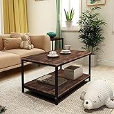 End Table Square Side Table Night Stand Coffee Table with 2-Tier Storage Shelf Wood Look Accent Metal Frame Modern Furniture 