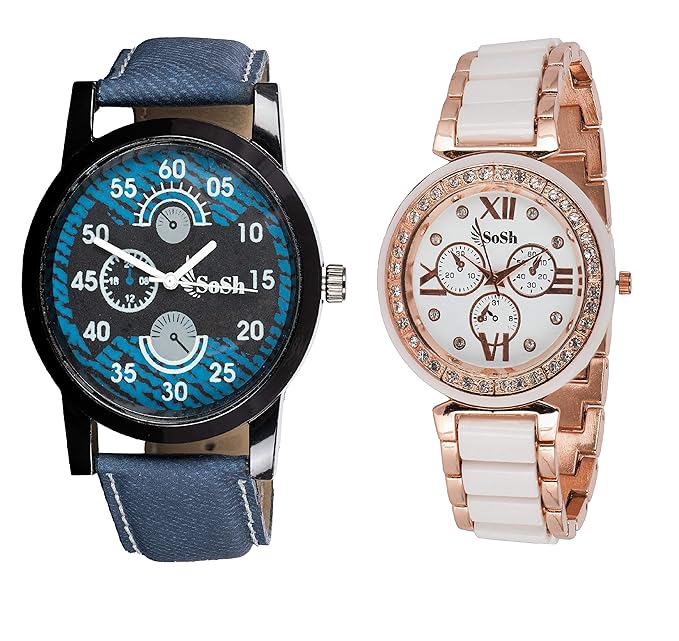 Analogue Black and White Dial Mens & Womens Stylish Fashion Watch, Combo of 2