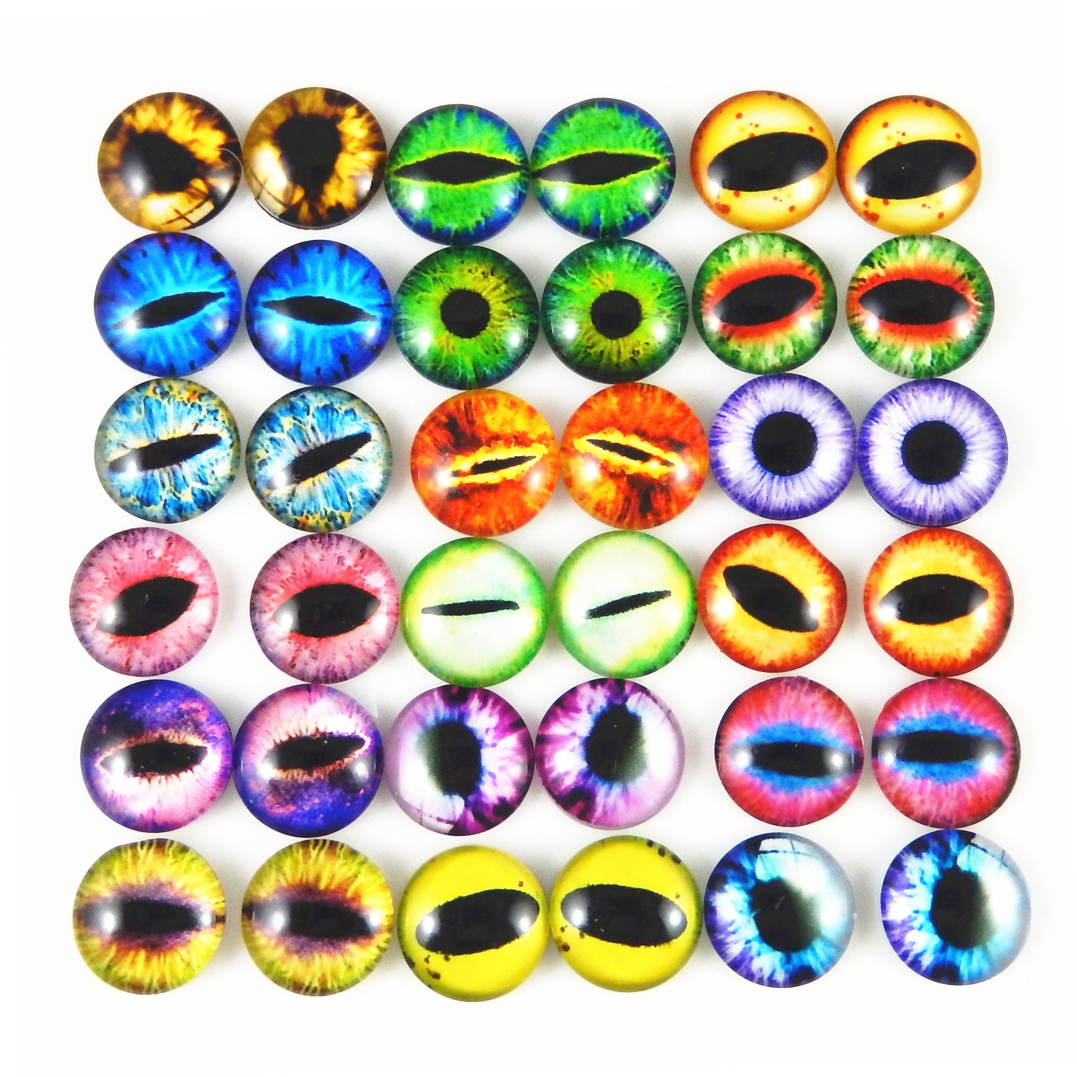 Julie Wang 8mm 100PCS Assorted Flatback Glass Dragon Eye Cabochons For Jewelry Making Crafts DIY Supplies โ image 1