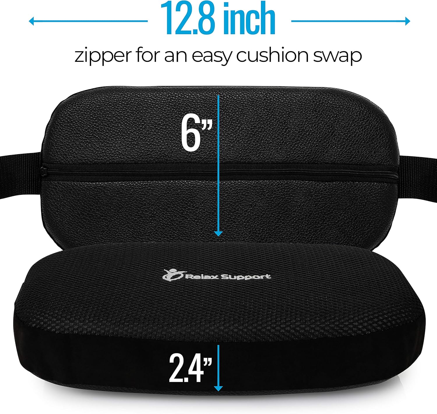 Car Seat Lumbar Roll Support Pillow RS5 by RELAX SUPPORT Lower Back Support Cushion Driving Posture Corrector Adjustable Pillow w/Multiple Inserts for 6 Customized Firmness Levels for a Pain Free Back: Health & Personal Care