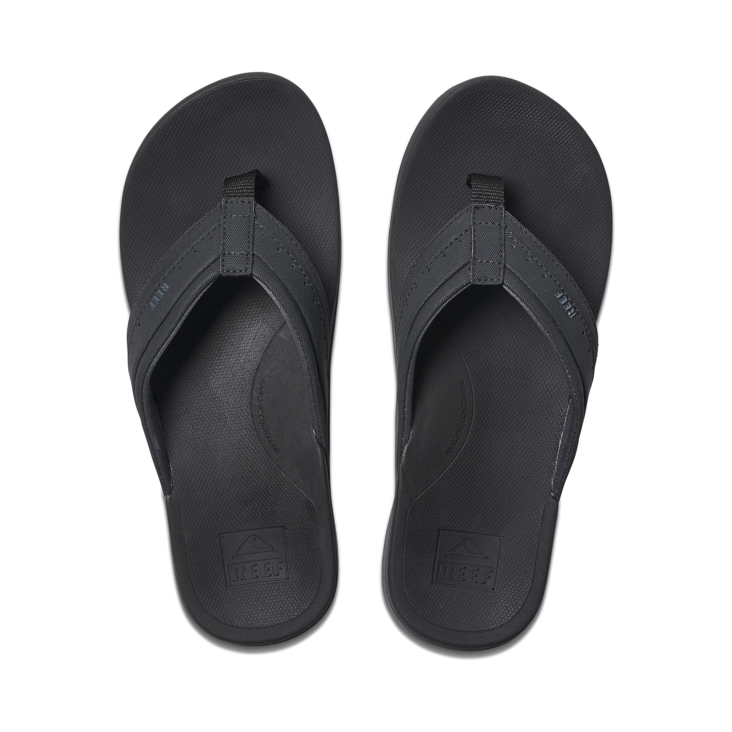 Photo 1 of Reef Ortho Spring Mens Flip Flop, Arch Support & Soft Cushion Footbed, Black, 10