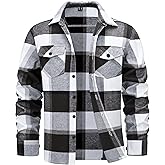 Cotrasen Mens Flannel Shirts Long Sleeve Flannel Shirt for Men Cotton Casual Button Up Plaid Shirt with 2 Pockets