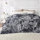 Bedsure GentleSoft Fluffy Sherpa Fleece Faux Fur Blankets Queen Size for Bed, Bedroom Decor Winter Bedding Thick Warm Full Queen Blankets, Fuzzy Plush Soft Heavy Mink Cozy Gifts, Tie Dye Grey, 90x90