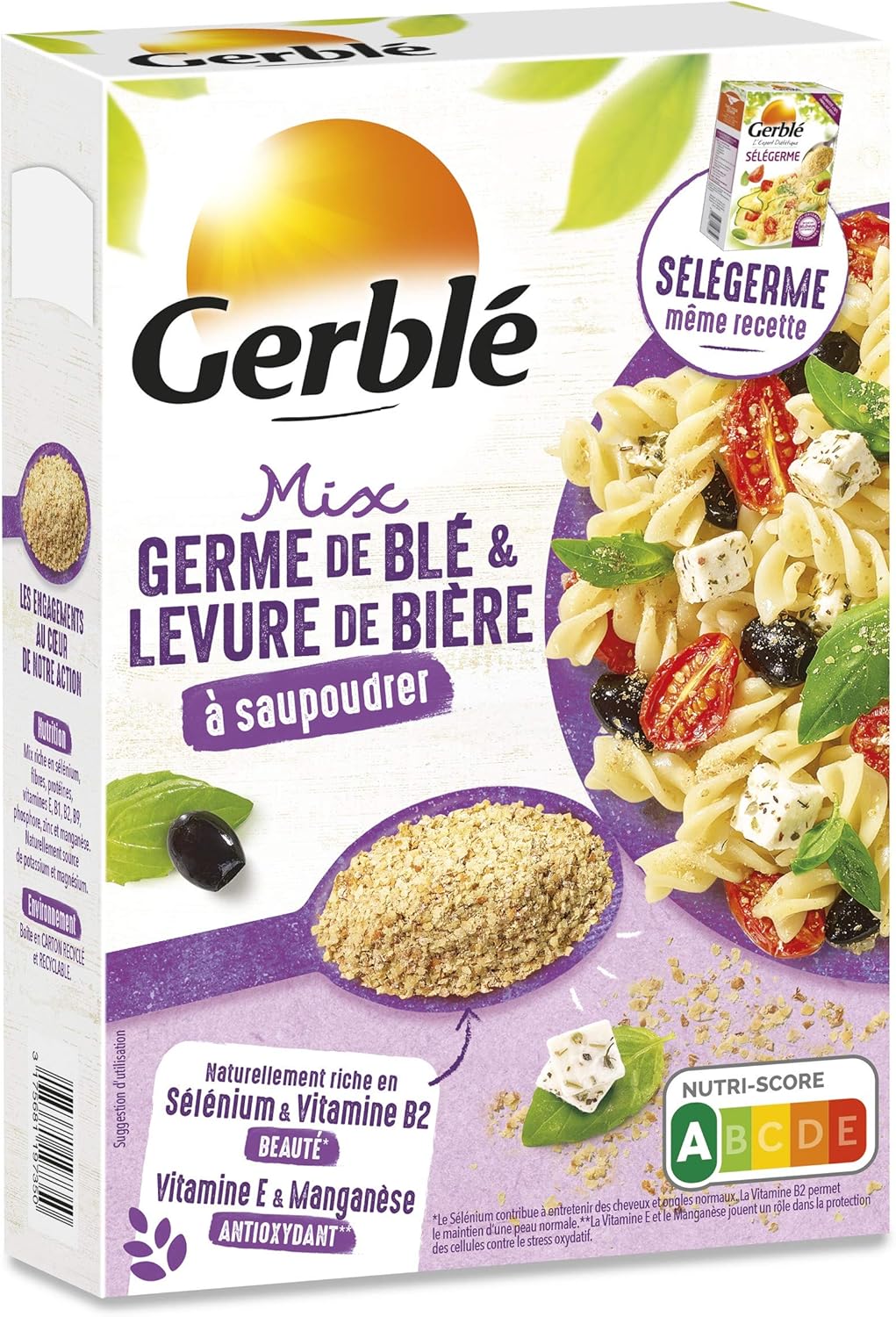 Gerble Saupoudrage Mix Germe De Ble Et Levure De Biere A Saupoudrer Super Aliment Source Naturelle De Selenium Et De Proteines Riche En Vitamine E 1 Boite 22 Portions 220g 207407 Amazon Fr Epicerie