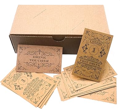 Amazon.com: RXBC2011 Gratis Boletos de bebida Cupones para una bebida gratis Boda Navidad Trabajo Evento Fiesta Bar Tarjeta Kraft, 360 piezas: Office Products