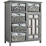 Mueble de madera con 5 cestas de mimbre + 1 puerta: Amazon.es: Hogar