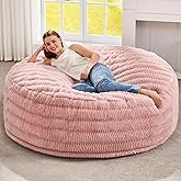 Hobestluk Bean Bag Chairs Beanbag Chair with Filler Adult Bean Bags with Fluffy Ripple Cover, Giant Bean Bag Chairs for Adults (Pink, 5FT - 50" x 50" x 24")