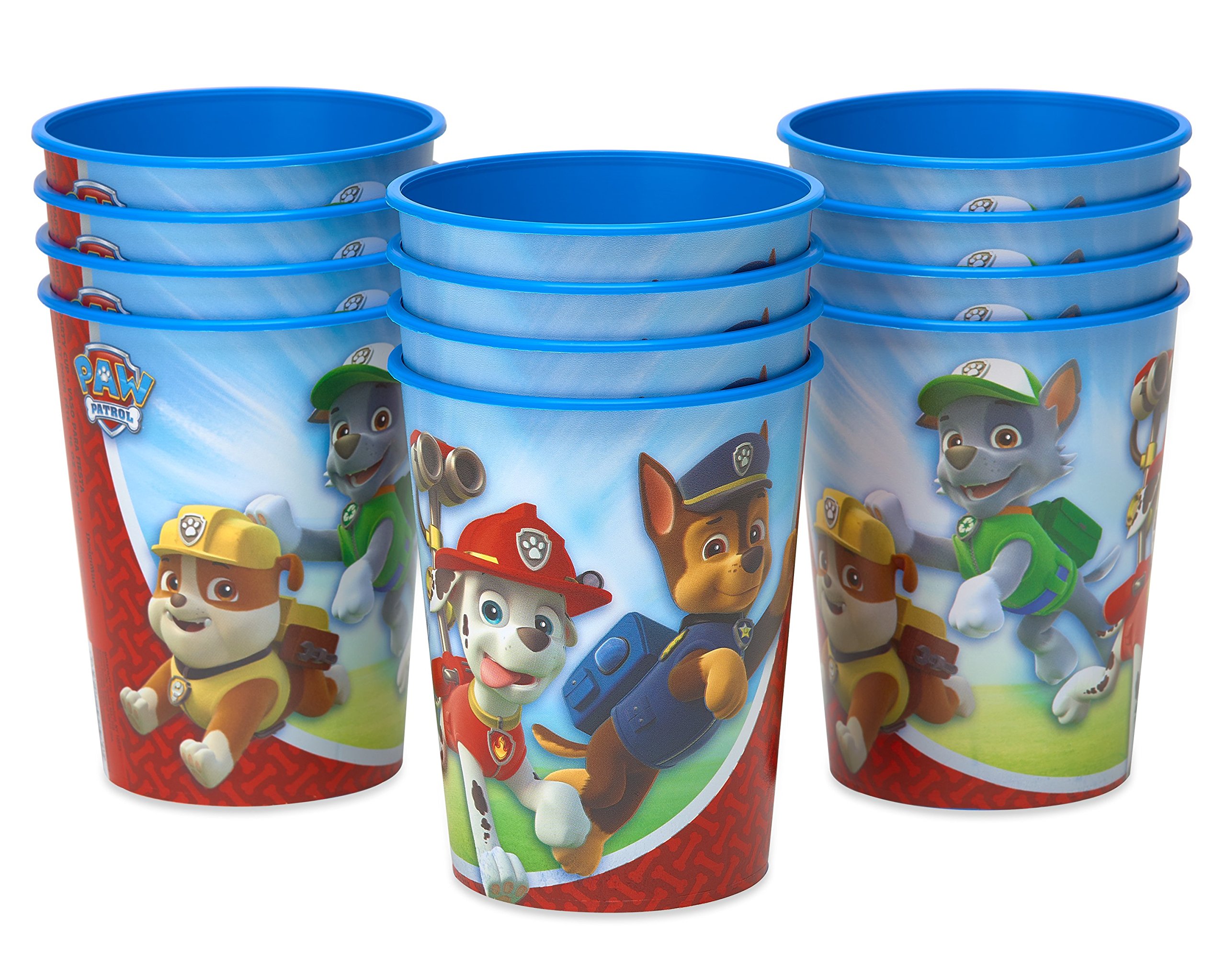 American Greetings Paw Patrol Party Supplies, Pink Plastic Cups (12-Count) & Paw Patrol Party Supplies, 16 oz. Reusable Plastic Party Cups (12-Count)