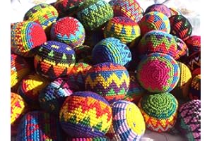 Funny Guy Mugs Hacky Kick Ball Sacks, Multicolored Crochet Assorted Geometric Pattern Hacky Ball, Foot Bag Kick Sack, Indoor and Outdoor Toys for Kids and Adults, Set of 6