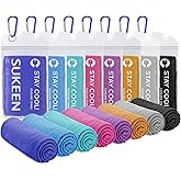 Sukeen Cooling Towels 8 Pack (40"x 12"), Cooling Towels for Neck and Face, Microfiber Breathable Towel for Hot Weather, Sweat Towel for Gym, Sport, Yoga, Golf, Workout, Camping, Running