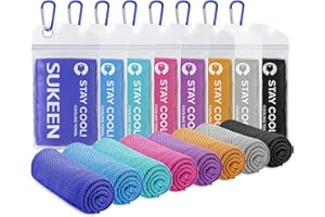 Sukeen Cooling Towel 8 Pack (40"x 12"), Cooling Towel for Neck and Face, Microfiber Breathable Towel for Hot Weather, Sweat Towel for Gym, Sport, Yoga, Golf, Workout, Camping, Running