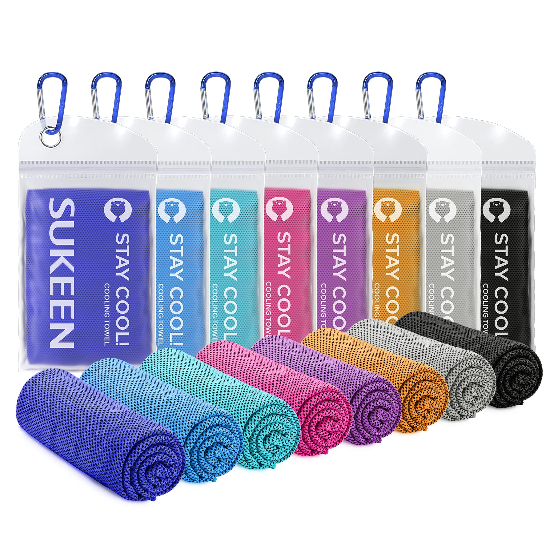Sukeen Cooling Towel, Cooling Towels 4 pack (40"x12"), Stay Cool Ice Towel, Cooling Towels for Neck, Cold Towel, Gym Towel Men Women — image 1